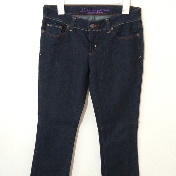 Anchor Blue Junior's Size 9 Regular Lilac Flap Pockets Dark Blue Bootcut Jeans - Picture 5 of 14